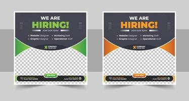 We are hiring job vacancy social media post banner design template with red color. We are hiring job vacancy square web banner design vector