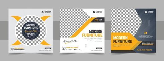 urniture Editable minimal square banner template with geometric shapes for social media post, story and web internet ad vector