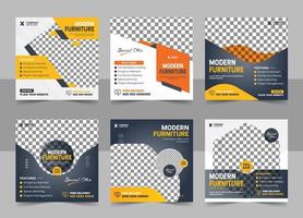 Social Media Furniture Clean Design, Furniture Editable minimal square banner template with geometric shapes for social media post, story and web banner vector