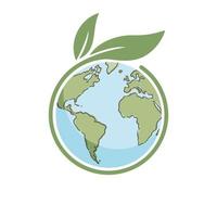 Planet earth icon with leaf protecting it. Save the world, eco-friendly symbol. Protect the environment. vector