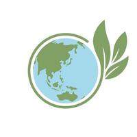 Planet earth icon with leaf protecting it. Save the world, eco-friendly symbol. Protect the environment. vector