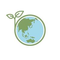 Planet earth icon with leaf protecting it. Save the world, eco-friendly symbol. Protect the environment. vector