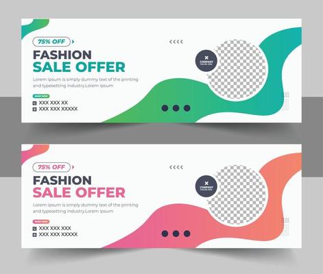 Discount fashion Sale web banner Template Design, Flash sale facebook cover page timeline web ad banner template with photo place modern layout, web banner for product sale, mega sale banner template