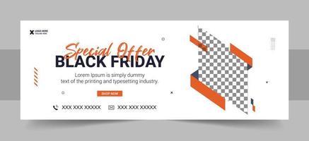 Black friday super sale facebook cover template vector