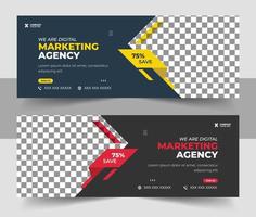Digital Marketing Facebook Cover Template, Business Social Media Web Banner Design vector