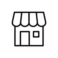 tienda de comestibles almacenar, Al por menor comercio, mercado, comerciante icono en línea estilo diseño aislado en blanco antecedentes. editable ataque. vector