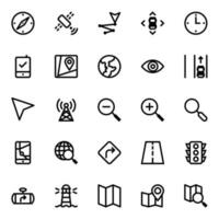 Outline icons for Map and navigation. vector