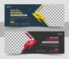 school admission facebook cover for web banner social media template vector