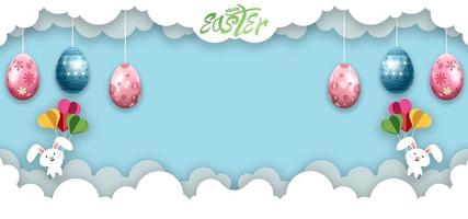 Easter poster and banner template with Easter eggs photo
