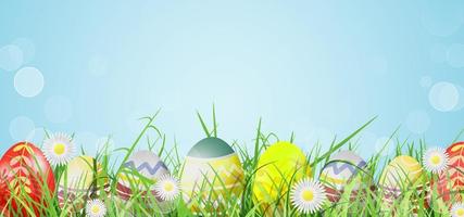 Easter poster and banner template with Easter eggs photo