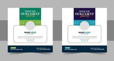 client feedback social media post banner set. Customer feedback testimonial social media post web banner template. client testimonials social media post banner design template vector