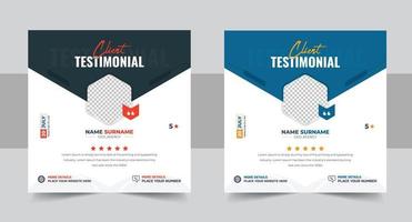 client feedback social media post banner set. Customer feedback testimonial social media post web banner template. client testimonials social media post banner design template vector