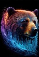 Electric bear print, logo, ai rendered. photo