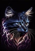 Electric cat magical print. AI render. photo