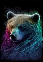 Electric bear print, logo, ai rendered. photo