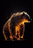 Fiery bear print or logo. Ai rendered. photo