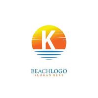 Letter K Sunset logo design Vector illustration