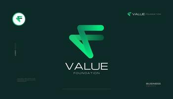 resumen y creativo letra F logo diseño con verde degradado concepto. vf inicial logo adecuado para negocio y tecnología logo vector