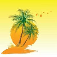 Palm tree and sun vector design