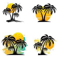 Palm tree and sun vector design