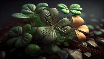 Clover background for St. Patrick Day. Ai render. photo