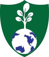 plantilla de diseño de logotipo de vector de árbol de globo. planeta y eco símbolo o icono.