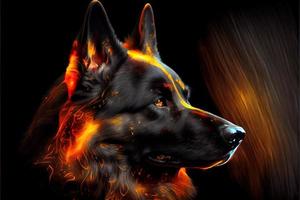 Black German Shepherd print. AI render. photo