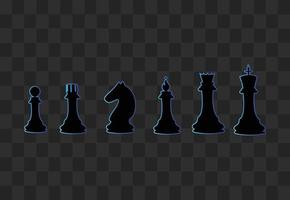 Isolated neon black chess pieces vector