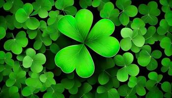 Clover background for St. Patrick Day. Ai render. photo