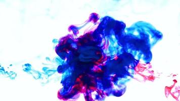 Color drop underwater creating a silk drapery. Ink swirling underwater video