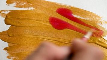 das Prozess von Mischen und Zeichnung mit Acryl Farben und Palette Messer video