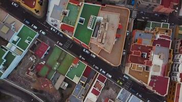 Top view of the roofs of residential buildings. Tenerife, Canary Islands, Spain. Shooted at different speeds - normal video