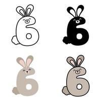 Number 6 in flat style isolated vector