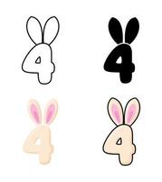 Number 4 in flat style isolated vector