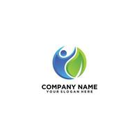 Healthcare people leaf logo template isolated in white vector