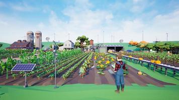 Metaverse avatars of people learning to increase agricultural productivity in smart farm of virtual world, 3d render photo