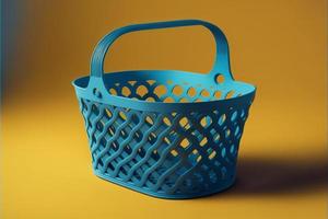 Supermarket basket, background. Digital illustration AI photo