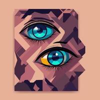 eye in abstract art style, cubic style for poster, banner or background, vector illustration