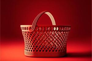 Supermarket basket, background. Digital illustration AI photo