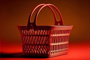 Supermarket basket, background. Digital illustration AI photo