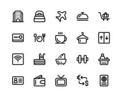 Hotel Icon set. black line illustration vector isolated on white background