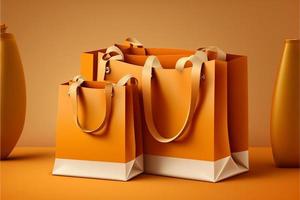 Shopping bags, background. Digital illustration AI photo