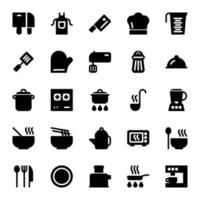 Set of Cooking Icons with Solid Black Style vector