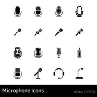 micrófono contorno icono conjunto vector. mic firmar vector