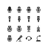 Solid Microphone Icon set vector. Mic sign. vector