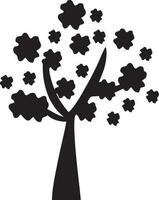 tree icon symbol image vector, illustration of the tree botany in black image vector