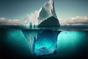 Digital illustration of an iceberg in the ocean. AI photo