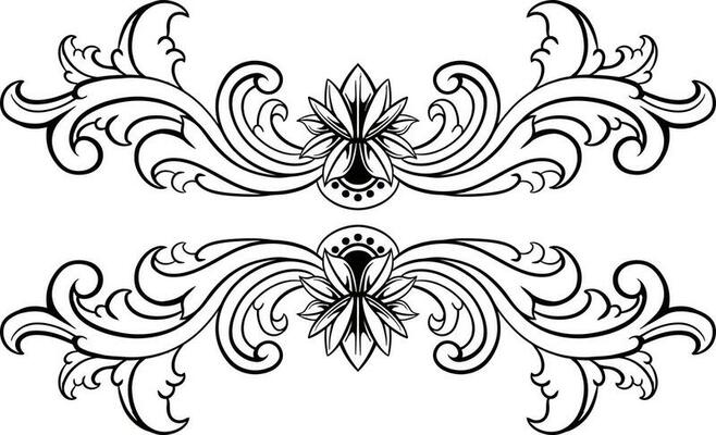 Line art of beautiful carved decorative ornament