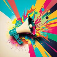 Colorful megaphone illustration, background. photo