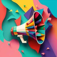 Colorful megaphone illustration, background. photo